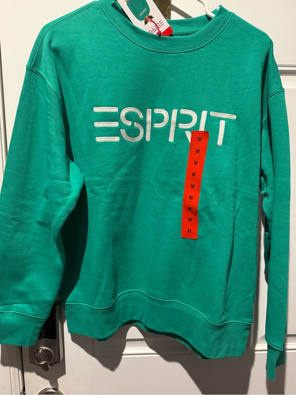 Retro viral Esprit women’s NWT SZ M green Crewneck Sweatshirt with White Logo